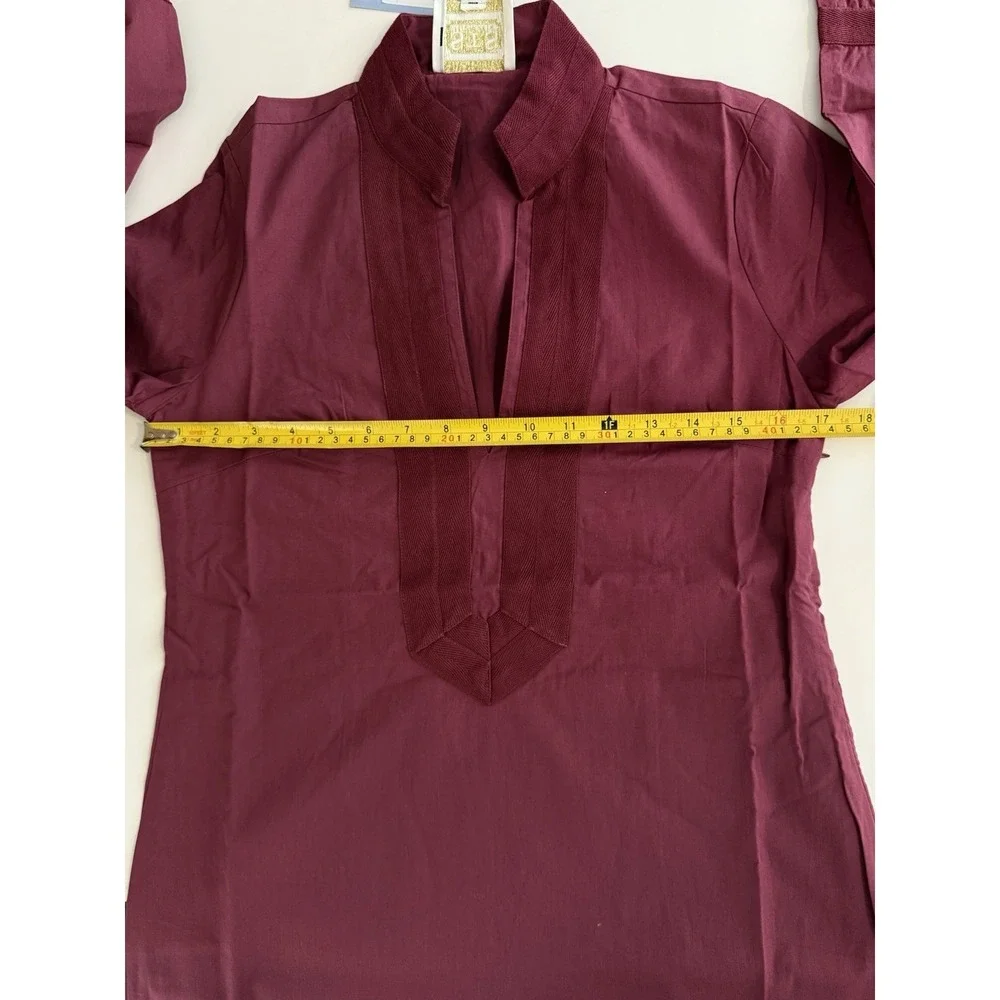 STS Sail to Sable 100% Cotton Maroon Caftan Dress XS Resort Preppy NWT $188 - Picture 12 of 15